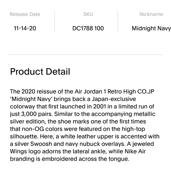 Air Jordan 1 Retro High OG Midnight Navy Japan - Picture 7 of 11